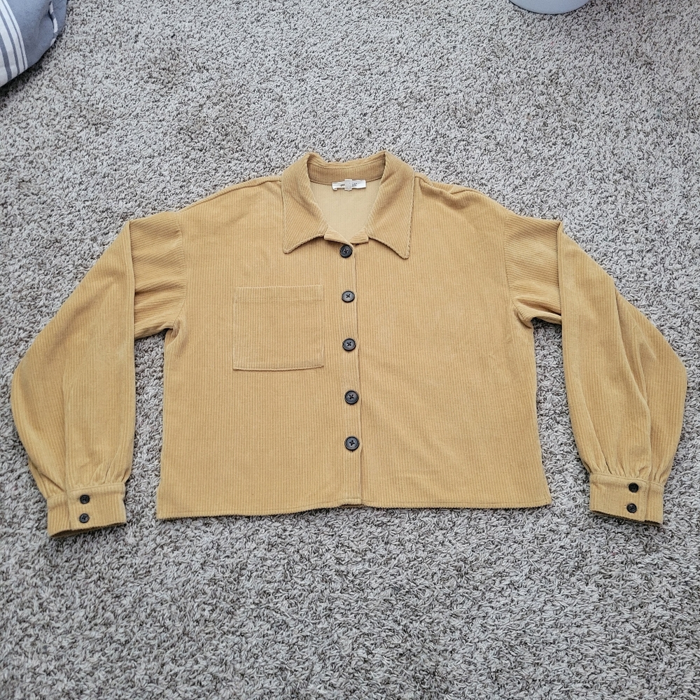 Madewell Knit Corduroy Crop Shirt Jacket Raw Tannin Yellow Cropped Size Small